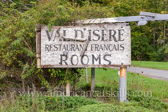 Photograph of an old sign for the Val D'Isere French restaurant in the Catskills.