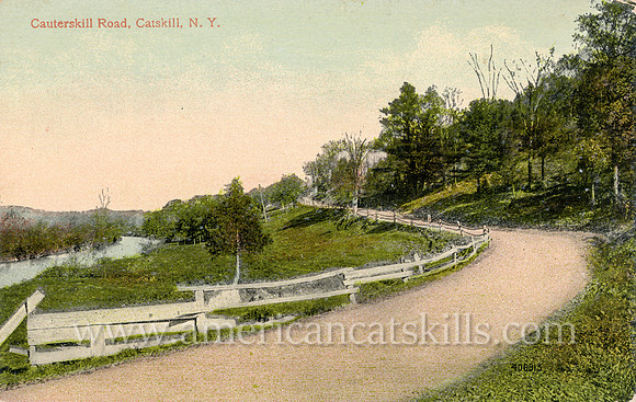 Vintage postcard by photographer F. G. Clarke titled "Cauterskill Road, Catskill, N. Y."
