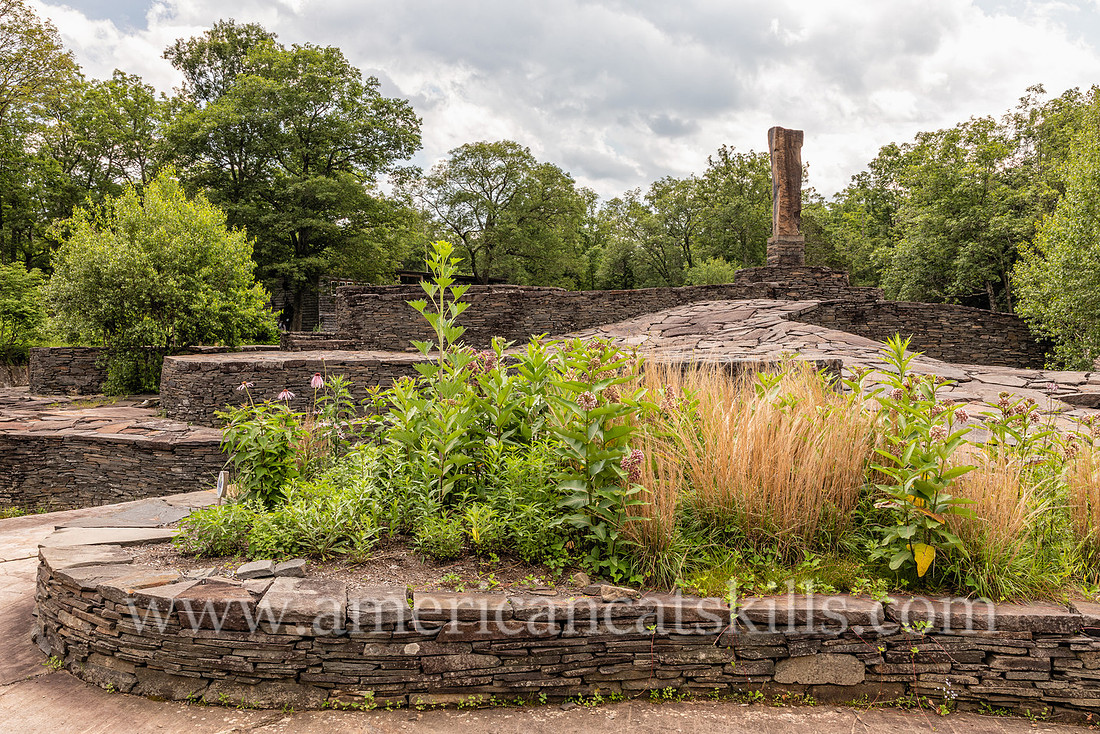 Photograph of Opus 40, an environmental bluestone sculpture located in Saugerties, New York.