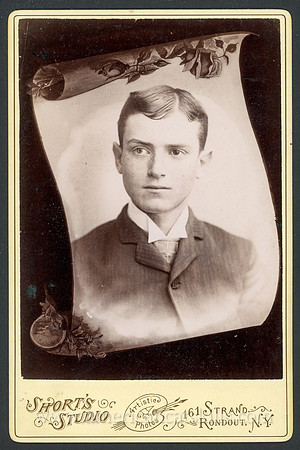 Portrait, Young Man in Suit, Lorenzo Short, 161 Strand, Rondout, New York