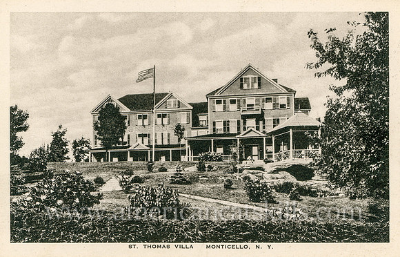 Postcard titled "St. Thomas Villa, Monticello, N.Y." taken by photographer Howard P. Thompson of Monticello, New York.