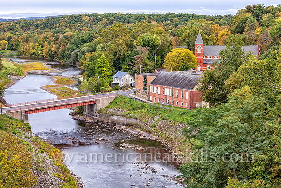 This beautiful fall foliage scene takes in the Rosendale landscape including Route 213, 500-foot Joppenbergh Mountain, the Rondout Creek and Saint Peter’s Catholic Church.