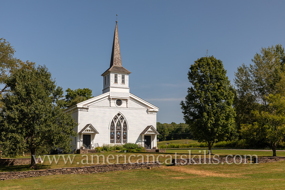 Photograph and history of the West Kortright Presbyterian Church, now the West Kortright Center.