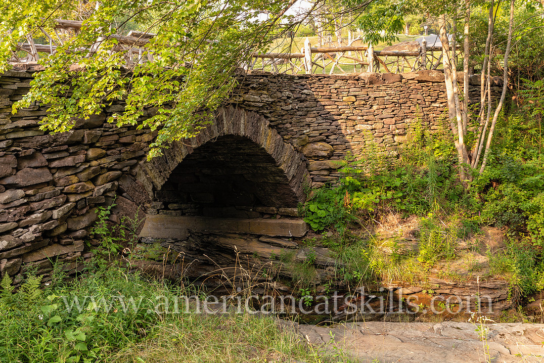 Photograph of the stone arch bridge at Stratton Falls at Roxbury in Delaware County, New York.