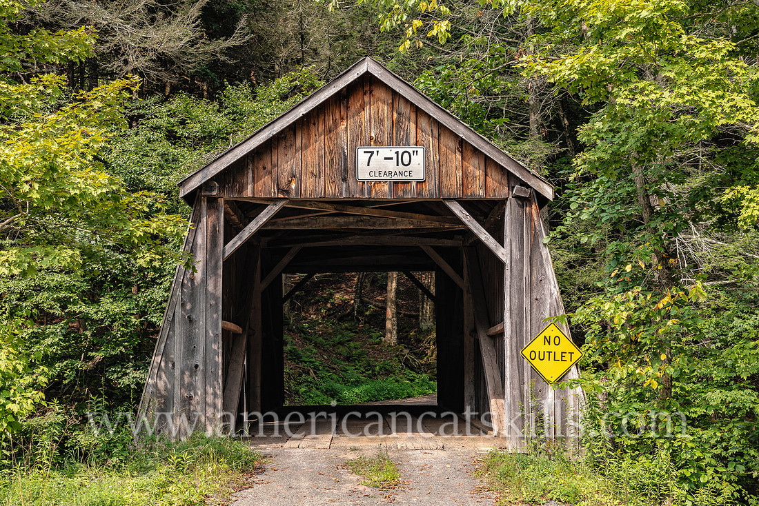 Photograph of the Tappan Covered Bridge, located in the Dry Brook Valley south of Arkville in the town of Hardenburgh in Ulster County, New York.