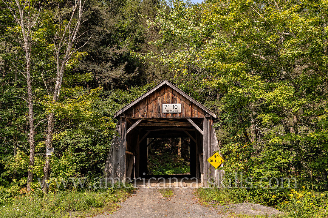 Photograph of the Tappan Covered Bridge, located in the Dry Brook Valley south of Arkville in the town of Hardenburgh in Ulster County, New York.
