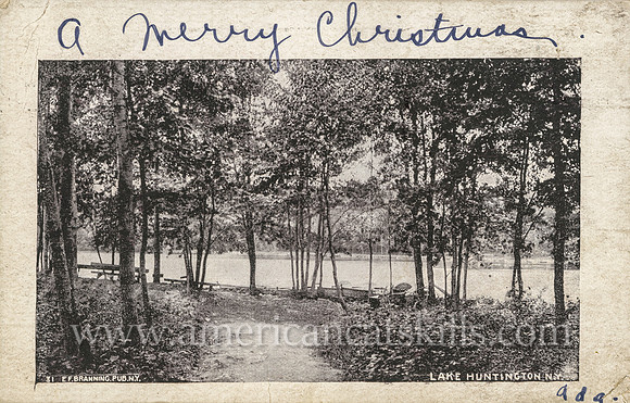 Vintage postcard by E. F. Branning titled "Lake Huntington, N.Y."