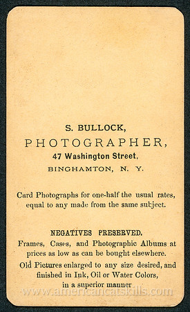 Seneca Bullock, Photographer, 47 Washington Street, Binghamton, New York