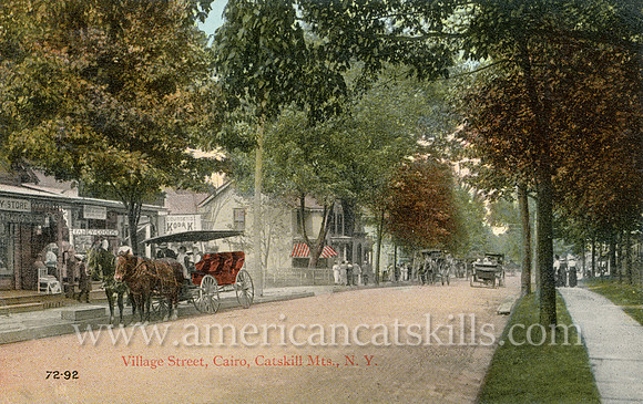 Vintage photograph titled "Village Street, Catskill Mts., N. Y." by W. L. Coursen of Cairo, New York.