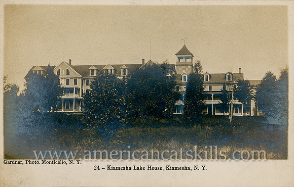Photograph titled "Kiamesha Lake House, Kiamesha, N. Y." published by photographer George M. Gardner of Monticello, New York.