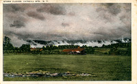 Vintage postcard titled "Storm Clouds, Catskill Mts., N. Y." published by photographer Fred G. Clarke of Catskill, New York.