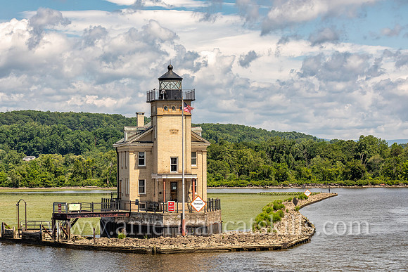 Photograph of the Rondout Lighthouse in Kingston, New York in the Hudson Valley.