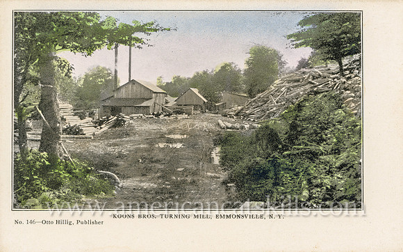 Vintage photography by Otto Hillig titled “Koons Bros. Turning Mill, Emmonsville, N.Y.”
