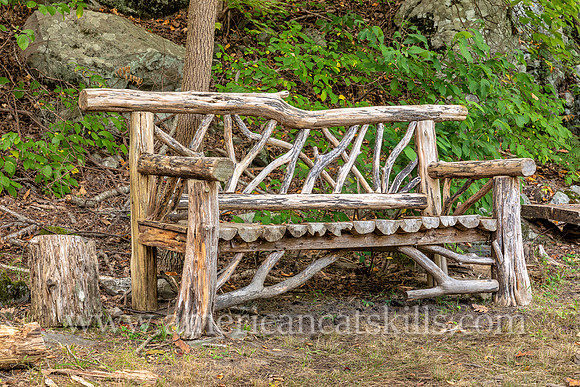 Photograph of a rustic bench at the John Burroughs Nature Sanctuary in West Park, New York.