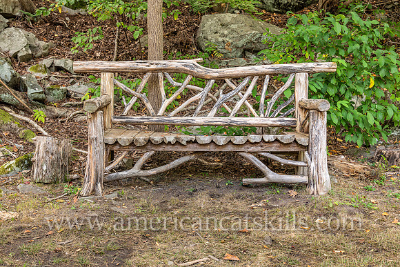Photograph of a rustic bench at the John Burroughs Nature Sanctuary in West Park, New York.