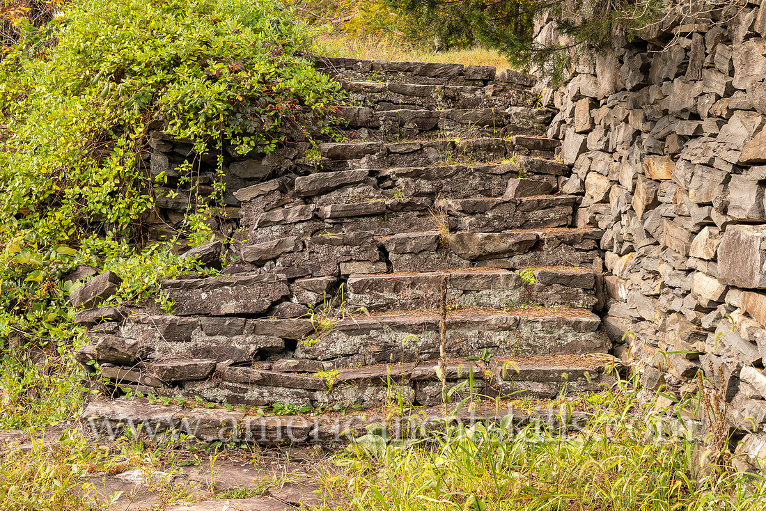 Photograph of old stone stairs at the John Burroughs Nature Sanctuary in West Park, New York.