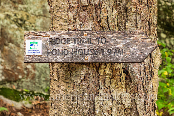 Photograph of a trail sign at the John Burroughs Nature Sanctuary in West Park, New York.