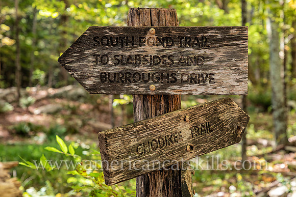Photograph of trail signs at the John Burroughs Nature Sanctuary in West Park, New York.