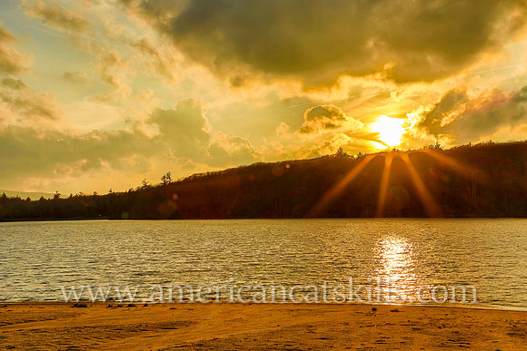 Photograph of a sunset at North-South Lake in Haines Falls, New York.