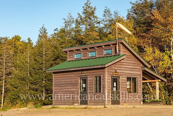 Photograph of the boat house at North-South Lake in the Catskills.