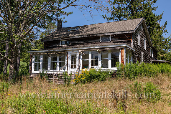 Photograph of an abandoned farmhouse in Delaware County, New York.