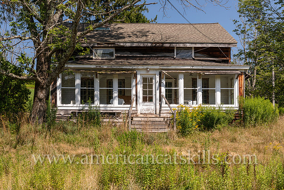 Photograph of an abandoned farmhouse in Delaware County, New York.