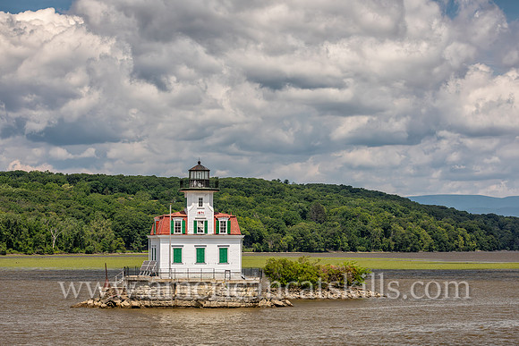 Photograph of the Esopus Meadows Lighthouse, located on the Hudson River in New York.