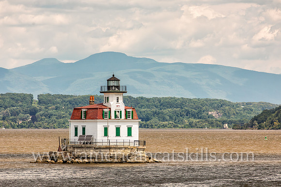 Photograph of the Esopus Meadows Lighthouse, located on the Hudson River in New York.