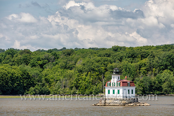 Photograph of the Esopus Meadows Lighthouse, located on the Hudson River in New York.