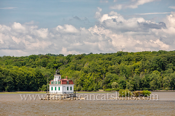 Photograph of the Esopus Meadows Lighthouse, located on the Hudson River in New York.