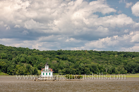 Photograph of the Esopus Meadows Lighthouse, located on the Hudson River in New York.