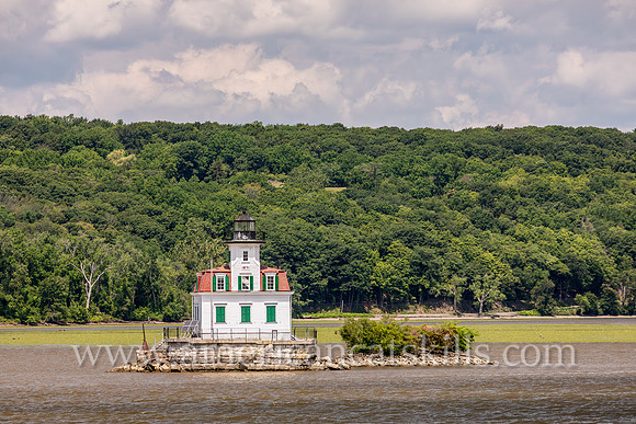Photograph of the Esopus Meadows Lighthouse, located on the Hudson River in New York.
