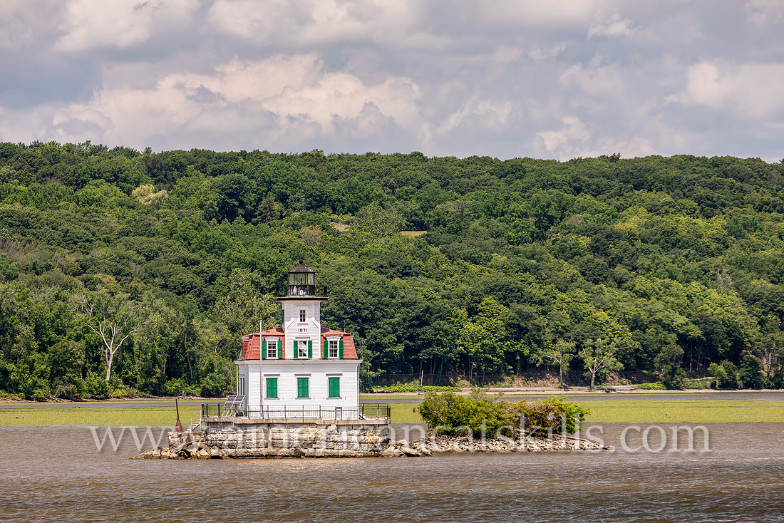Photograph of the Esopus Meadows Lighthouse, located on the Hudson River in New York.
