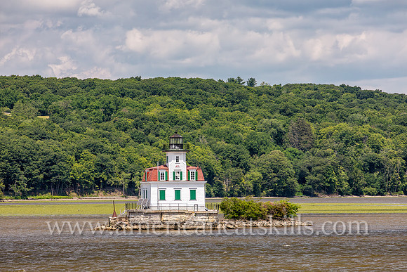 Photograph of the Esopus Meadows Lighthouse, located on the Hudson River in New York.