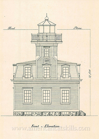 Architectural drawing of the Esopus Meadows Lighthouse.