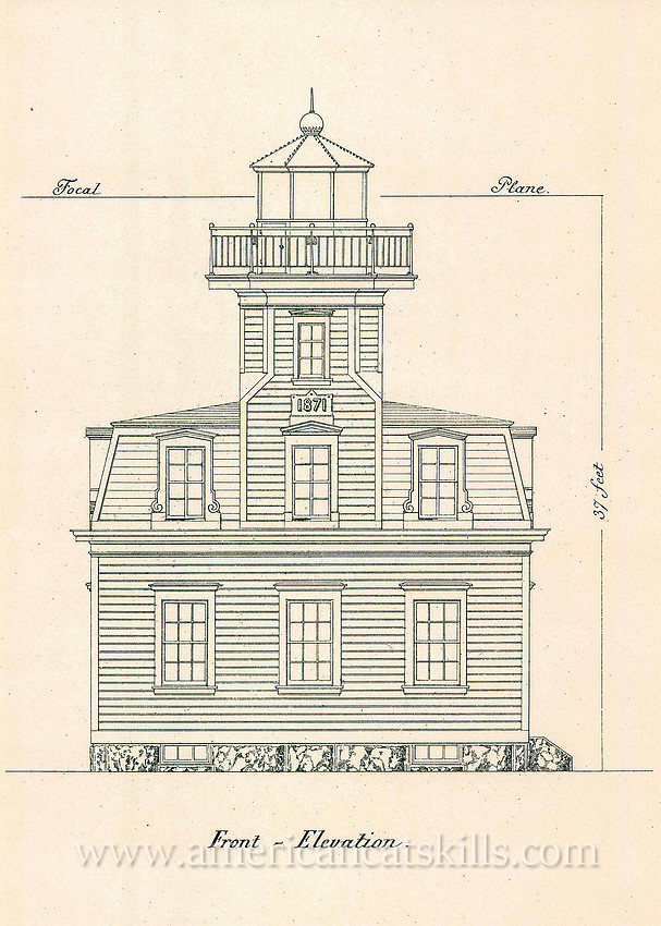 Architectural drawing of the Esopus Meadows Lighthouse.