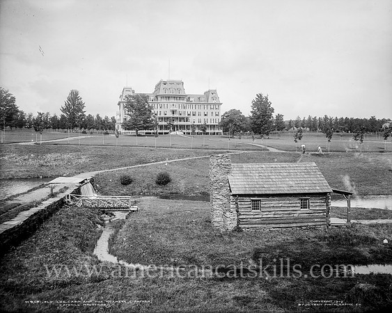 Old log cabin and the Rexmere, Stamford, Catskill Mountains, N.Y.