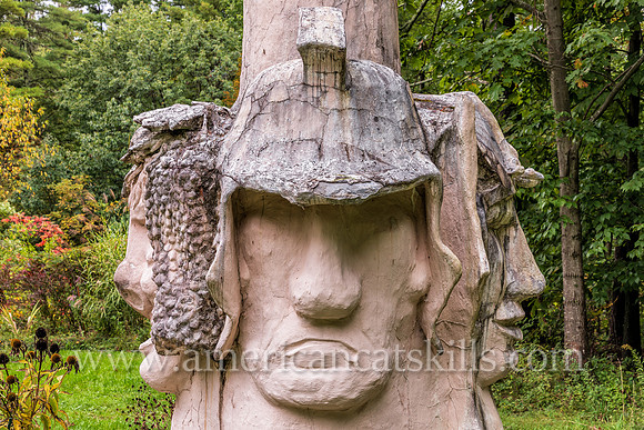 Photograph of the sculpture titled The Great White Spirit at the Emile Brunel Studio and Sculpture Garden, also known as Brunel Park, at Boiceville, New York in the central Catskills.