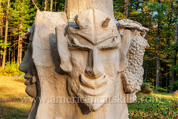 Photograph of the sculpture titled The Great White Spirit at the Emile Brunel Studio and Sculpture Garden, also known as Brunel Park, at Boiceville, New York in the central Catskills.