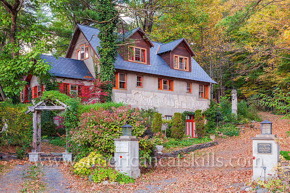Photograph of Emile Brunel's studio building at the Emile Brunel Studio and Sculpture Garden, also known as Brunel Park, at Boiceville, New York in the central Catskills.