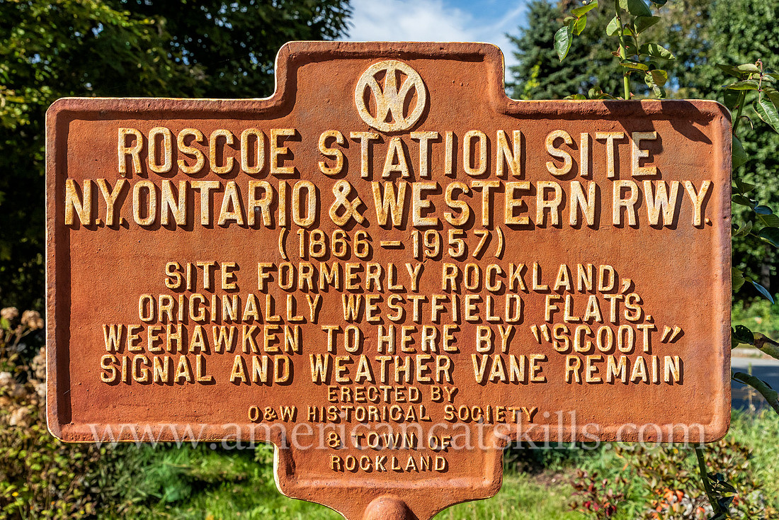 Photograph of an historical marker at the Rosoce O&W Railway Museum.