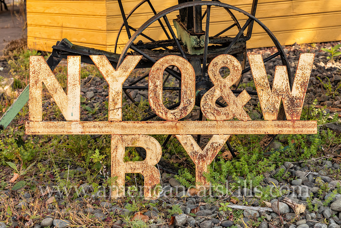 Photograph of a rusted sign at the Roscoe O&W Railway Museum in Roscoe, New York.