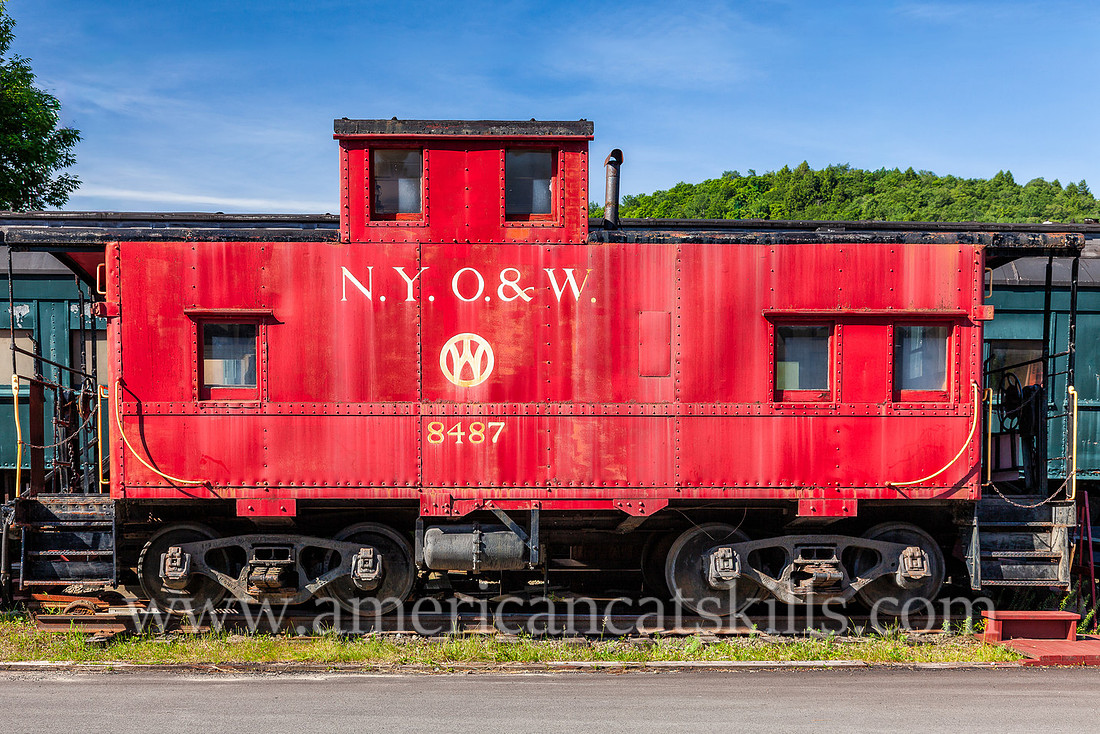 Photograph of a train caboose at the Roscoe O&W Railway Museum in Roscoe, New York.