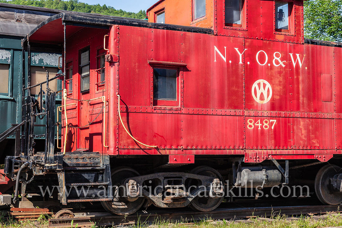 Photograph of a train caboose at the Roscoe O&W Railway Museum in Roscoe, New York.