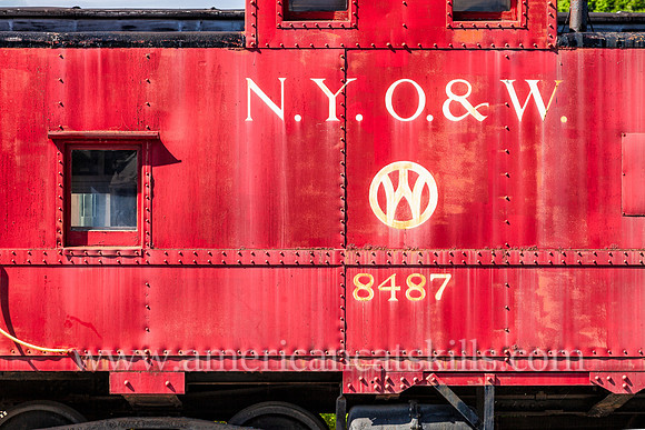 Photograph of a train caboose at the Roscoe O&W Railway Museum in Roscoe, New York.