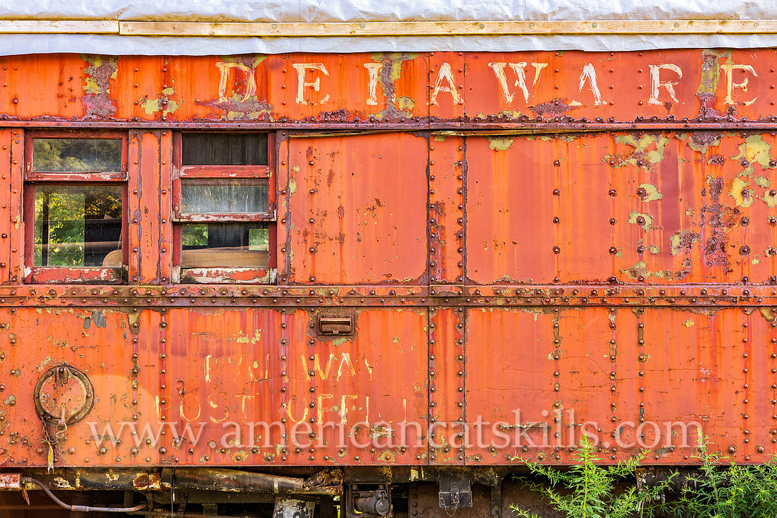 Photograph of a Railway Post Office train at the Delaware and Ulster Railroad in Arkville, New York.