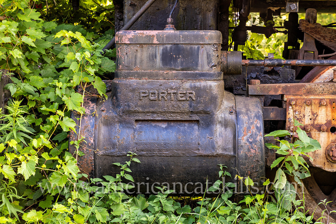 Photograph of trains at the Delaware and Ulster Railroad in Arkville, New York.
