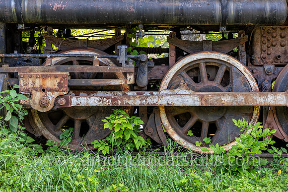 Photograph of train wheels at the Delaware and Ulster Railroad in Arkville, New York.