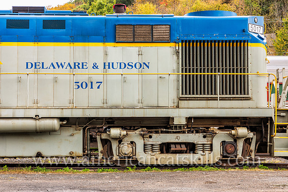 Photograph of train 5017 at the Delaware and Ulster Railroad in Arkville, New York.