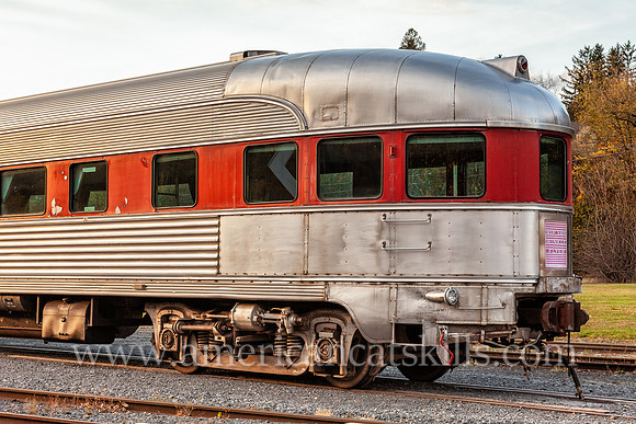 Photograph of the Rip Van Winkle Flyer at the Delaware and Ulster Railroad in Arkville, New York.